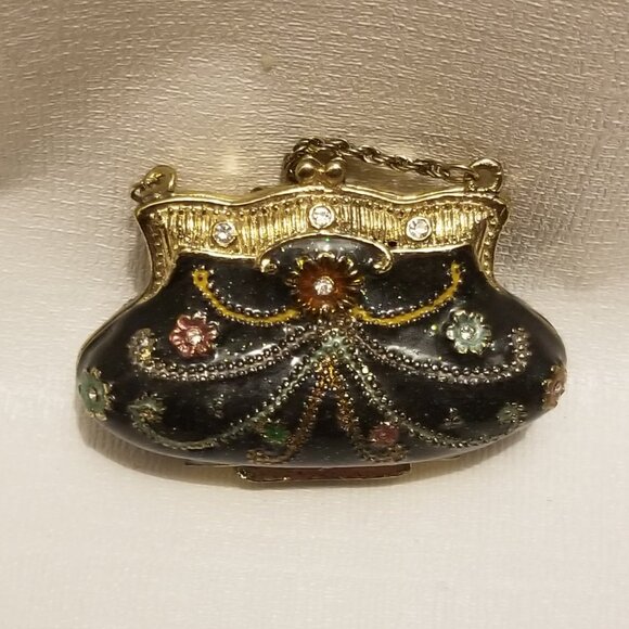 Other - Bedazzled purse-shaped black & goldtone trinket box